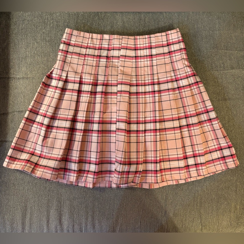 No Boundaries Pink Plaid Mini Skirt